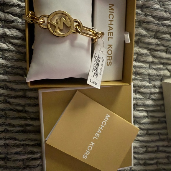 Michael Kors Accessories - Michael Kors Gold-Tone MK Logo Bracelet